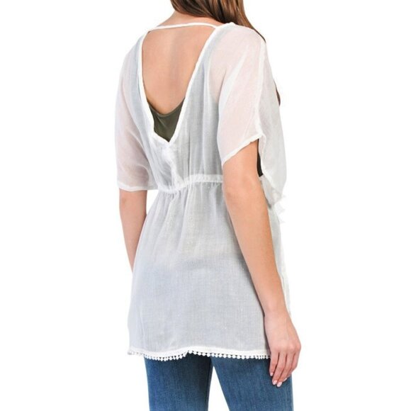 NWT ACCESSORY STREET Island Breeze Lace Trim Glitter Topper Cover-Up - Picture 3 of 5